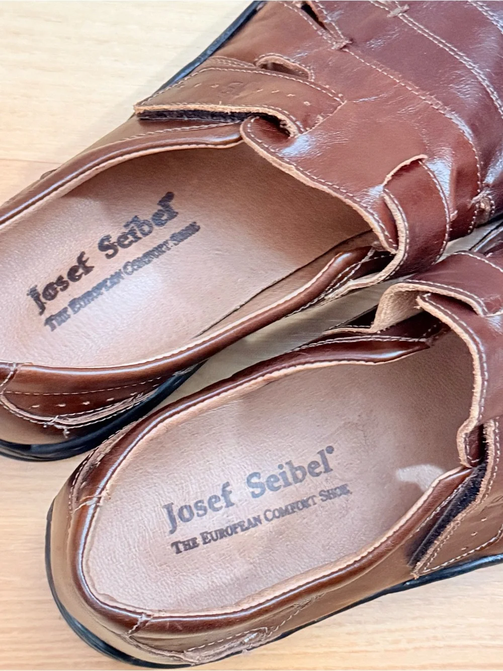 Josef Seibel Steven Fisherman Shoes Brown Leather Slip-On Mens Sz 10.5 (44)